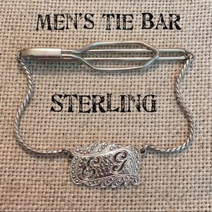 Vintage Men’s Sterling Tie Bar/Clip Initials E & G